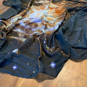Black solar system / star print scarf